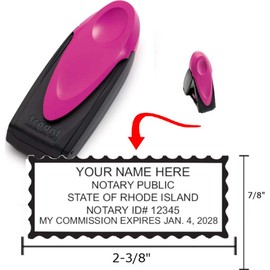 Pink Exclusive Mobile Notary Pocket Stamp | Rhode Island