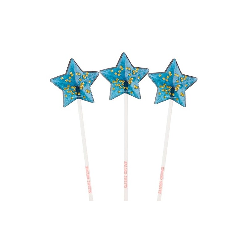 Sparko Sweets Sparkly Navy Star Lollipops, Blue Raspberry Flavor, 2"