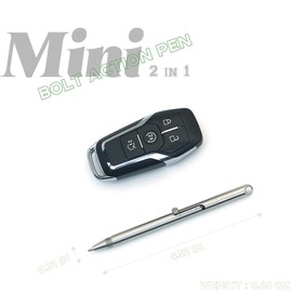 ESSSO Mini 2 in 1 Bolt Action Pen, Pocket Size EDC Pen with Pencil Tip & Keychain, Stainless Steel Mini Pen for Writing & Sketching, Includes 2 Spare Refills, 2 Pencil Tips & Gift Pouch