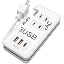 USB Power Tap, USB Included, PSE Certified, 1,400W, 7.9 inches (20 cm), 2 AC Outlets, 3 USB Ports, Octopus Outlet, Type-C Included, Extension Cord Outlet, Tap Desk, Outlet, OA Tap, Octopus Outlet,