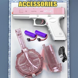 Toy water gun, long-range children's electric water gun, 500CC+60CC large-capacity water gun, water gun toy, suitable for adults and children in summer swimming pools, beaches and outdoor activities:_Pink drum