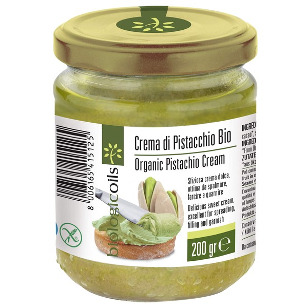 Tokyo Central Trading Biologicoils Organic Pistachio Cream 7.1 oz (200 g) (Made in Italy, Additive-Free, Vegan, Cane Sugar)
