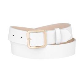 Allegra K Women's Wide Belt Wide Waist Belt Adjustable Pin Buckle Casual Stylish, white gold buckle