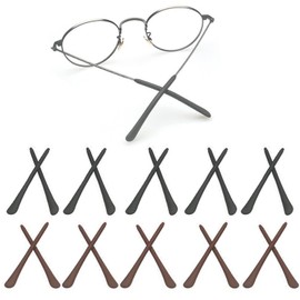 UPIONIC Glasses End Tips, Anti-Slip Silicone Ear Sock Pieces Tube Sleeve Eyeglass Replacement Temple Tips for Thin Metal Glasses Arm(Black/Brown,10pairs)