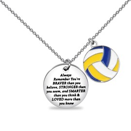BNQL Volleyball Necklace Volleyball Gifts for Player Volleyball Lover Gifts Volleyball Jewelry Gift Volleyball Pendant Necklace, Large, alloy
