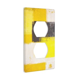 sgzrtk Yellow and Gray Abstract Light Switch Cover Decorative Outlet Covers Mid Century Wall Plate Switchplate Faceplate for Bathroom Bedroom Kitchen