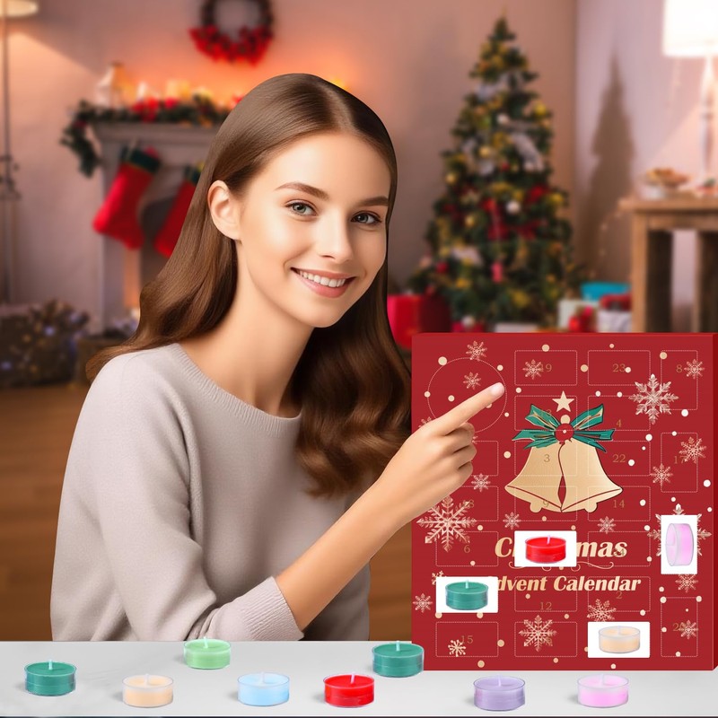 Scented Candles Advent Calendar 2024, 24 Tea Light Scented Candles,