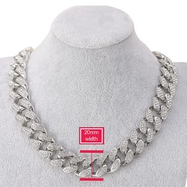 EMESLY Solid Miami Cuban Link Chain Gold/Silver Necklace (16, 18, 20, 22, 24, 30 Inches Length); Hip Hop Bracelet (7.87" Length) for Men & Women; Perfect Iced Out Bling Jewelry Gift, Metal, not known