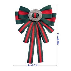 Chamvino Rhinestone striped Ribbon big bow tie exaggerated large bow tie sweater neckline Brooch（Black）