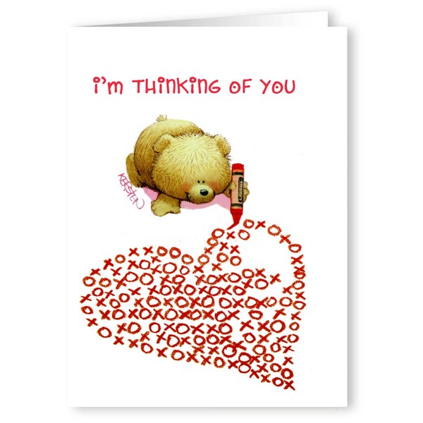 Cute Teddy Bear XOXO Heart Valentine's Day Card Set - 18 Cards & Envelopes
