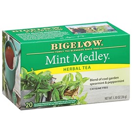 Bigelow Tea Mint Medley Té de hierbas, té de menta sin cafeína con menta y menta, caja de 20 unidades (paquete de 6), 120 bolsas de té en total