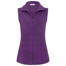 SeSe Code Womens Fleece Vest, Polar Soft Sleeveless Classic Fit Outerwear with Zip Up Pockets Fall Winter Thermal Coats Microfleece Hiking Outdoor Activewear Purple XX-Large