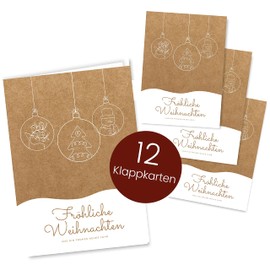 Christmas Cards Set (12 Pieces) - A6 Folding Cards for Christmas - Christmas Postcard for Your Christmas Greetings - Cool Christmas Postcards with and without Sayings - Merry Christmas Folding Card