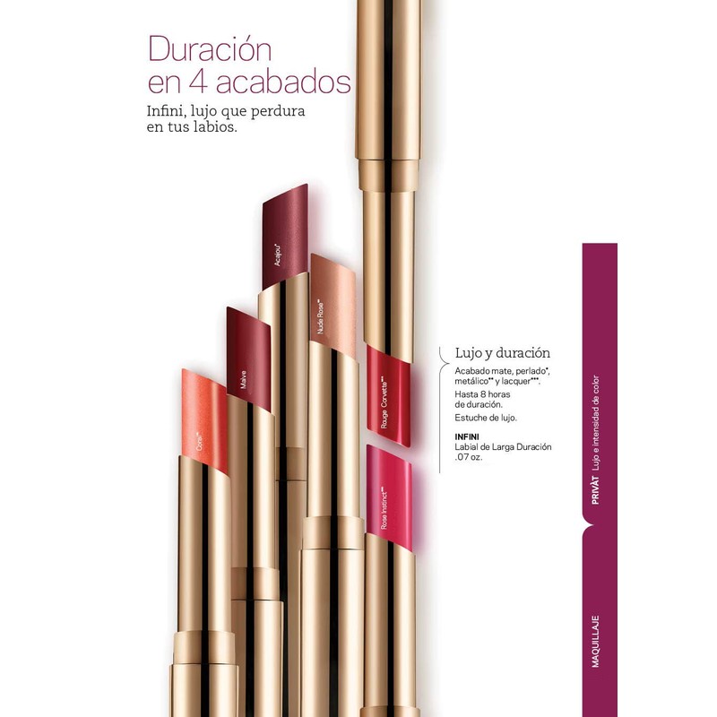 L'Bel Infini Long-lasting Lipstick, Intense Color, Long-lasting, Color: Acajou