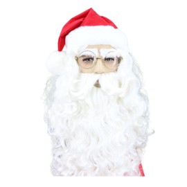 LeMarnia Old Man Wig Santa Beard and White Santa Wig Set for Christmas Costume Party