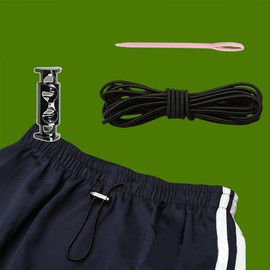 2 Sets 1.2M Strong Elastic Band Sweatpants Waist Drawstring Strap with Cord Lock Stopper and Threading Device DIY Sewing Band Accessories Draw Strings for Shorts Pants Jackets Coats Hoodies (2)