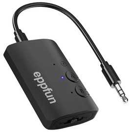 eppfun AK3040C Bluetooth 5.2 Transmitter Receiver for TV Headphone, aptX-Adaptive/aptX HD/aptX LL Dual Connection Wireless Audio Adapter with Aux for use on Car/Airplanes/Boats/MP3/4 Player
