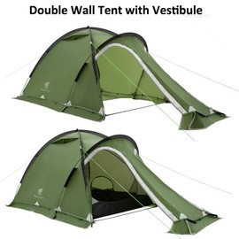 Geertop Portable 2 Person 4 Season Tent Waterproof Backpacking Tent Double Layer All Weather for Camping Hiking Travel Climbing Mountaineering - Easy Set Up (Green)