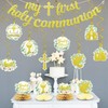 22Pcs First Communion Decorations Banners Hanging Swirls Honeycomb Table Centerpieces