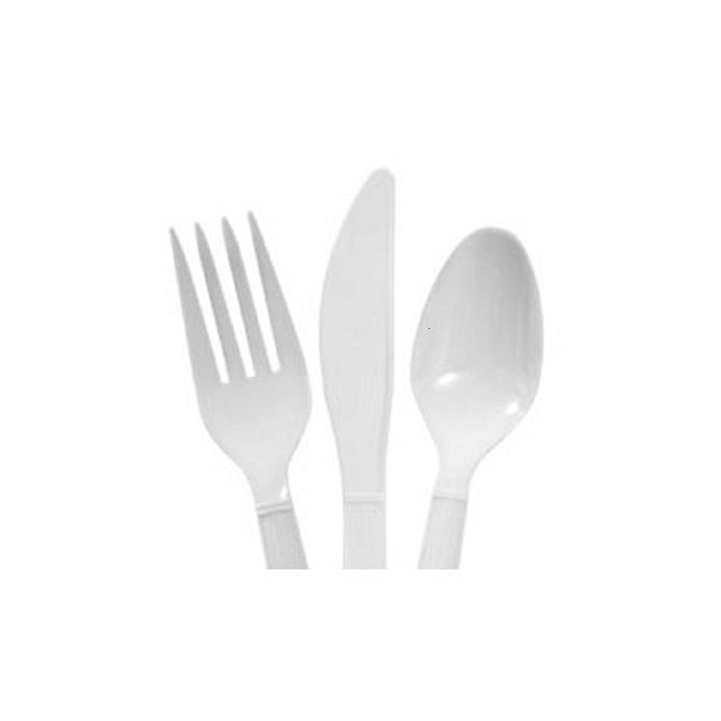 White Heavy Duty Plastic Cutlery Sets - 32 Spoons, 32