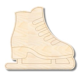 Unfinished Wood Etched Ice Skate Shape | Paint by Line Crafts | up to 30" DIY 5" / 1/8"
