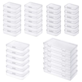 Goodma 36 Pieces Mixed Sizes Rectangular Empty Mini Plastic Organizer Storage Box Containers with Hinged Lids for Small Items and Other Craft Projects (Transparent)