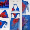 Blue Floral 3-Piece Bikini Set for Women – Stretch Swimwear