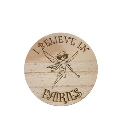Ashton and Finch Fairy Coaster Laser Engraved with I Believe in Fairies - Wooden Coaster with Magical Fairy Design for Fairy Lovers and Themed Decor