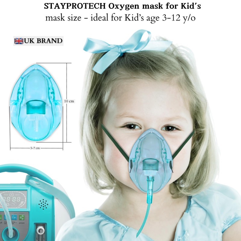 STAYPROTECH STAYPROTECH Oxygen mask with 2.1m Long tubing, Boosts Oxygen