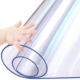 18 X 48 Inch Clear Plastic Table Protector Clear Plastic Tablecloth Desk Pad Mat Protective Cover Wipeable PVC Vinyl for Large Pub Bar Tabletop Countertop Wood Furniture Dining Coffee Side Table