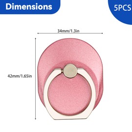Roellgs 5 Pcselliptical Cell Phone Ring Stand Holder, Cute elliptical Metal Finger Stand Kickstand 360°Rotation Phone Ring Holder Stand Ring Hand Grip with Knob Loop (coloured)