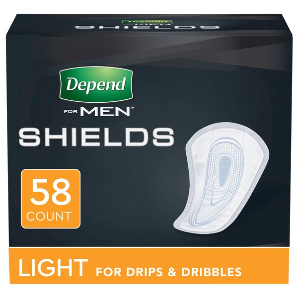 Depend Incontinence Shields for Men, Light Absorbency, 58 Count, Packaging May Vary