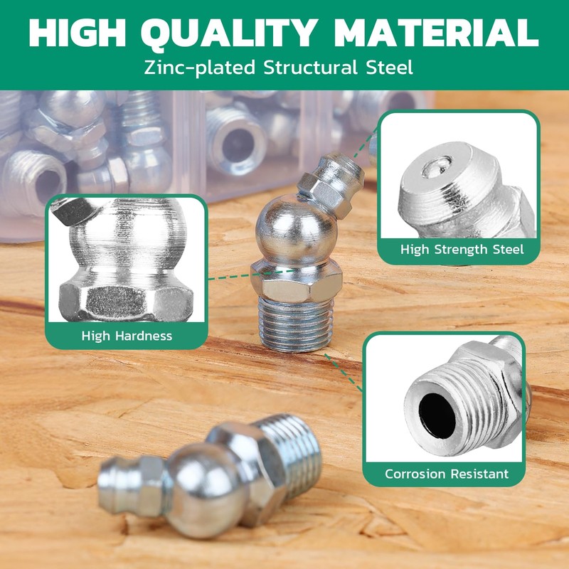 OURU 260PCS Grease Fittings Kit, SAE & Metric Zerk Grease