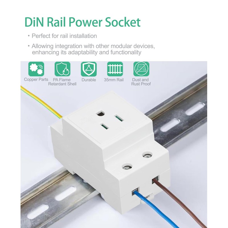 DIN Rail Socket, DIN Rail Mount Modular Power Socket Single