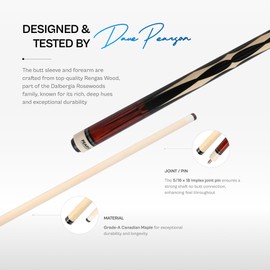 PEARSON Cues Players Series Pool Cue Stick,18-21 oz, 58" Maple Wood Pool Cue with 5/16 x 18 Implex Joint, Tiger Everest Pro Tip, Low-Deflection Shaft Professional Billiard, 20 oz, Rengas