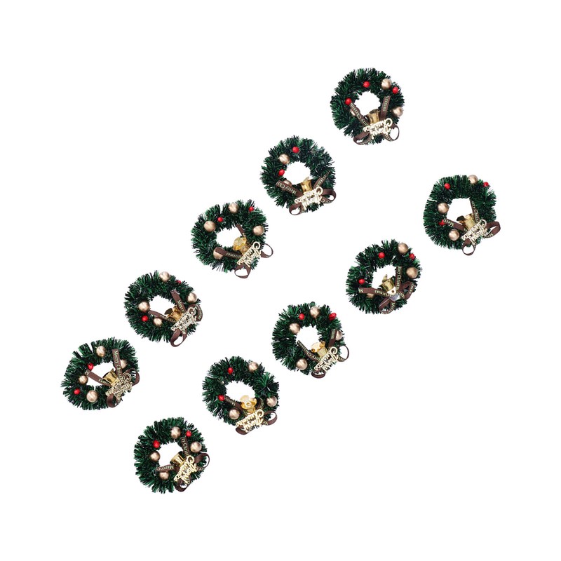 10Pcs Christmas Wreaths Miniature Scene Models Dollhouse Accessories for Above