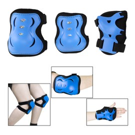 Kids/Youth Knee Pad Elbow Pads Guards Protective Gear Set for Roller Skates Cycling BMX Bike Skateboard Inline Skatings Scooter Riding Sports (Small (3-8 Years), Black / Blue)