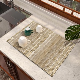 ARTBLOSS Dish Drying Mat Diatomaceous Earth Soft Coffee Mat Silicone Dish Drying Mat for Kitchen Counter or Sink for Kitchen Bathroom Coffee Bar (Linear Pattern, 16 x 24 Inches)