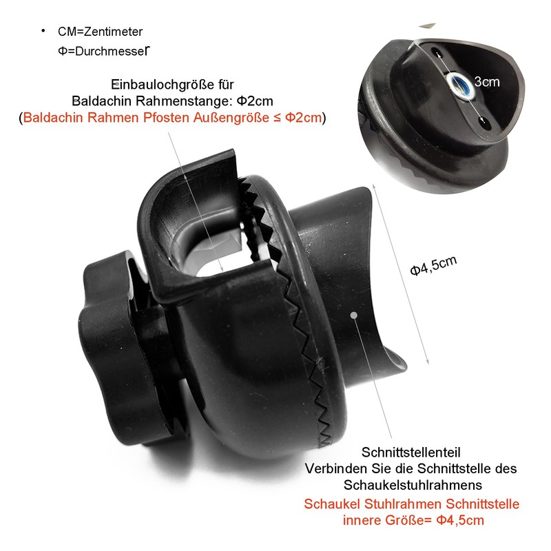 Timyrimy Garden Swing Plastic Fittings (PF003) for Attaching Canopy Frame