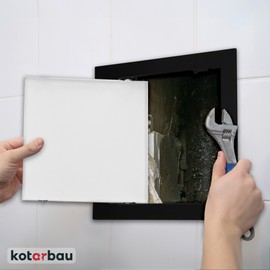 KOTARBAU® Inspection Door 20 x 20 cm Inspection Flap Drywall Black Plastic Maintenance Flap Inspection Cover Service Flap Inspection Door Cleaning Flap