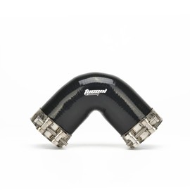 Tucool Racing Acoplador de codo universal de 4 capas de alto rendimiento de 90 grados para turbo/intercooler/tubería de admisión, longitud de 102 mm de grosor, 5 mm con abrazadera de tornillo en T (negro, 51 mm (2 pulgadas)