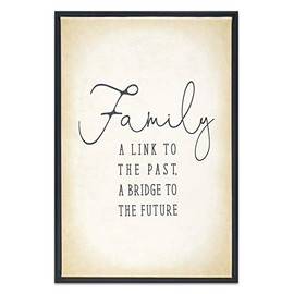 Homekor Family Welcome Sign Saying Family A Link to The Past, A Bridge to The Future Hanging Wall Art Decor with Family Quote - Framed Canvas Print 18 x 12