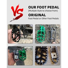 JFG RACING Dirt Bike Foot Pegs,CNC Motorcycle Rest Pedal Footpegs for KX250F 06-18/KX250 19-24/KX450F 07-18/KX450 19-24/KLX450R 08-13/KX250X KX450X 21-24-Green