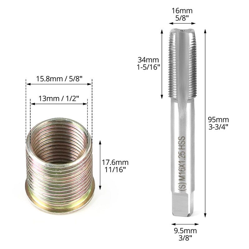 QWORK Spark Plug Thread Repair Tool Kit, Stainless Steel, Includes