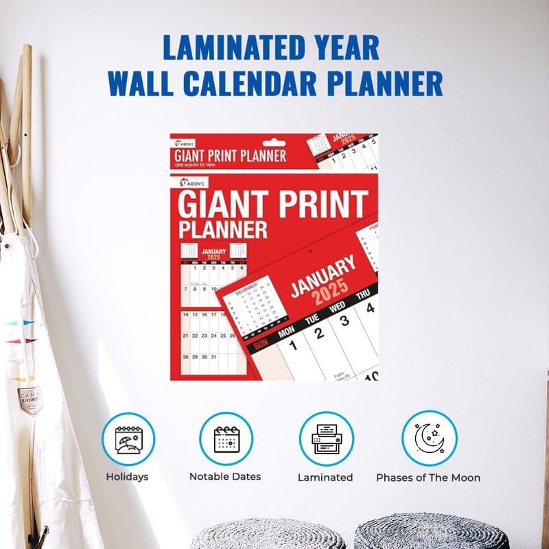 2025 Giant Print Month To View Wall Calendar Planner -