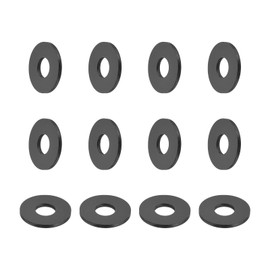 PATIKIL Nylon Flat Washers, 12 Pieces 0.39" ID 0.98" OD 0.08" Thickness Plastic Seal Gaskets Ring Flat Spacer for Sealing Plumbing Faucet Hose, Black