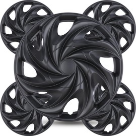 Winjet Wheel Rim Cover Snap On Auto Tire Rim Replacement for 15 inch Wheels 15" Hub Caps Black Matte Wheel Rim Cover [Only Fit Iron Hub - Steel Wheel] (4-Pack)