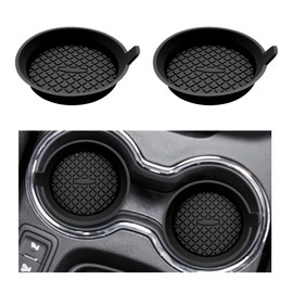 Ohleats 2 PCS Car Cup Coaster, 2.75 Inch Silicone Non-Slip Auto Cup Holder Insert Coasters, Universal Recessed Drink Cup Mat for Most Vehicles, Interior Decor Car Accessories (Black)