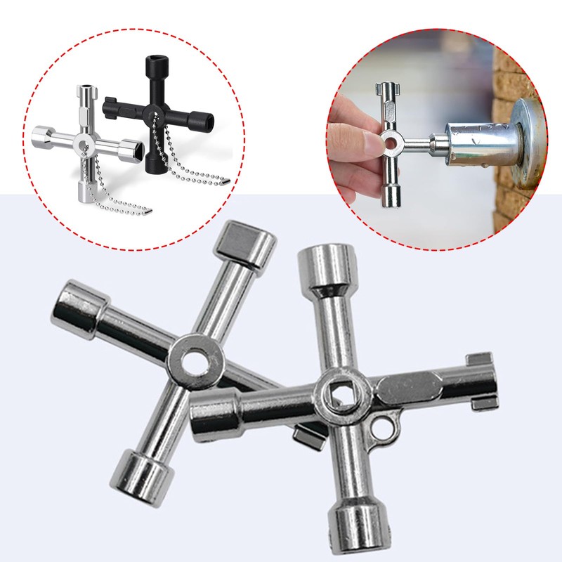 Meter Box Key Gas Key, 2-Piece 4-Way Multi-Functional Utilities Key