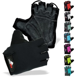 LuxoBike - Guantes de ciclismo para bicicleta, guantes de bicicleta de montaña, antideslizantes, acolchados, transpirables, con medio dedo, accesorios deportivos para hombres y mujeres